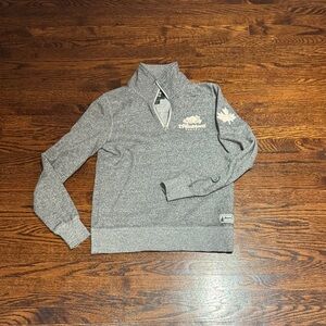 Roots - Mt Tremblant Heather Gray Zip-Up Quarter Pullover